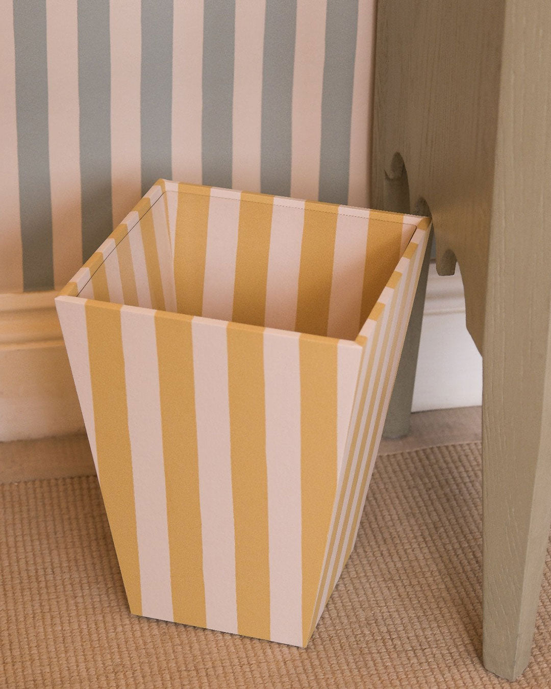 Tangier Mustard Stripe Waste Paper Bin