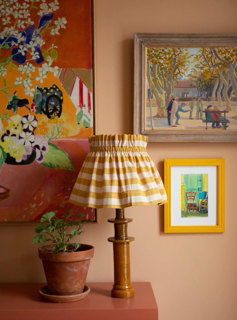 Tangier Mustard Stripe Scrunchie Lampshade - Alice Palmer & Co