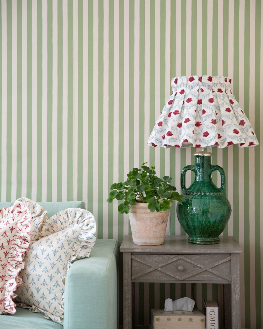 Tangier Olive Stripe Wallpaper