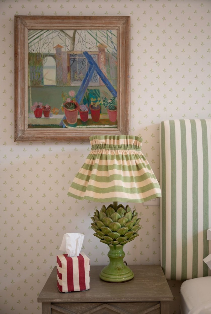 Tangier Olive Stripe Scrunchie Lampshade - Alice Palmer & Co