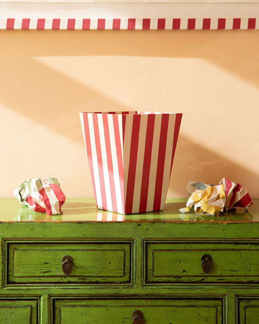 Tangier Red Stripe Waste Paper Bin