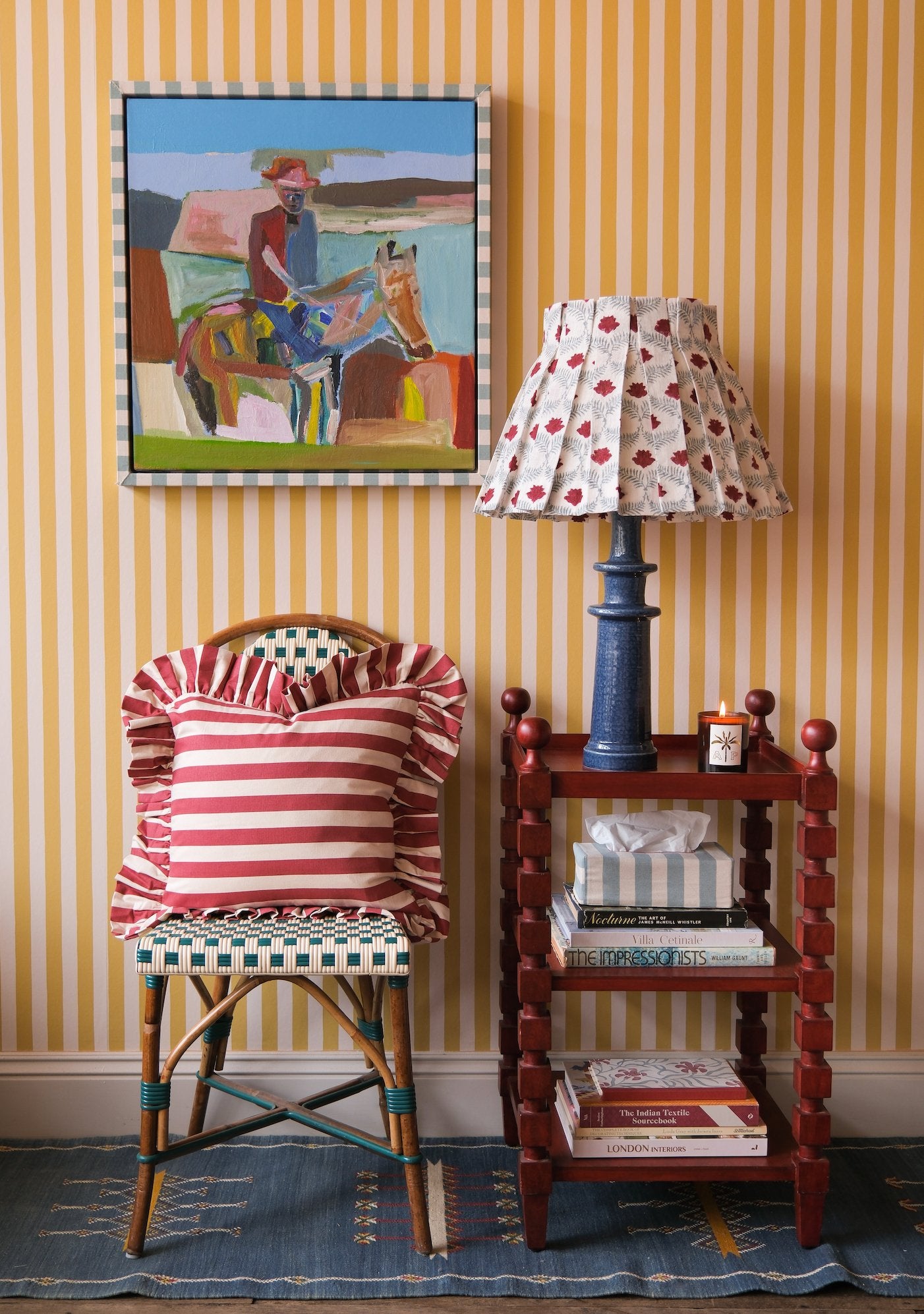 Tangier Red Stripe Frilly Cushion - Alice Palmer & Co