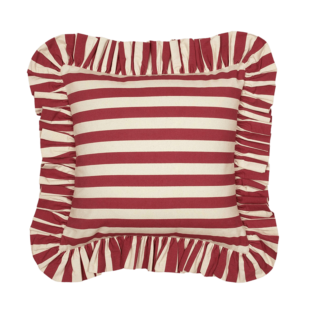 Tangier Red Stripe Frilly Cushion - Alice Palmer & Co