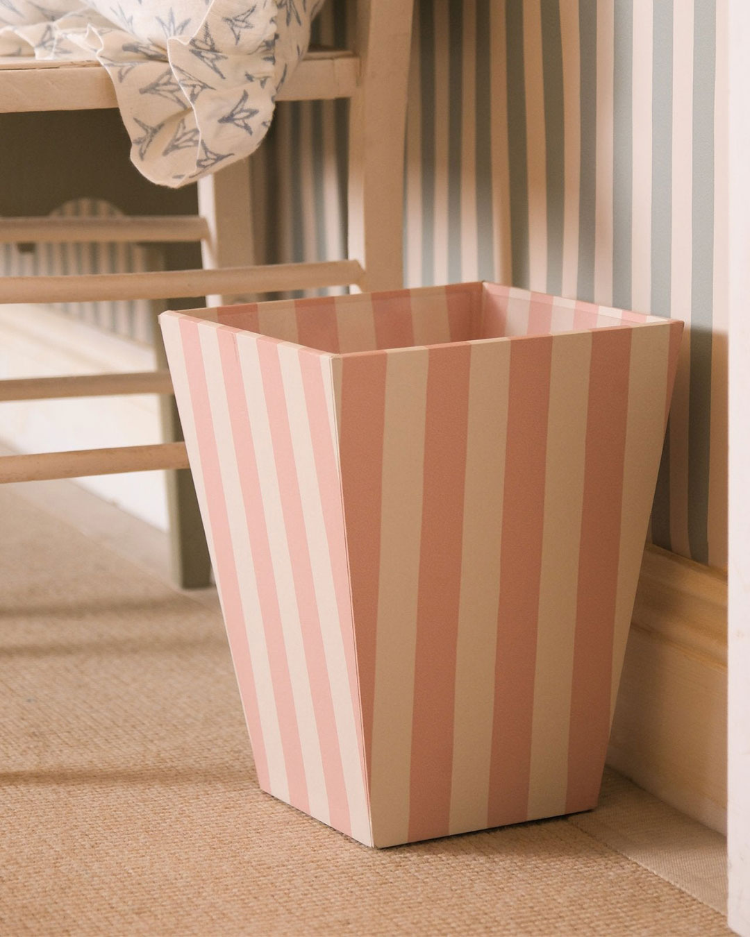 Tangier Rhubarb Stripe Waste Paper Bin