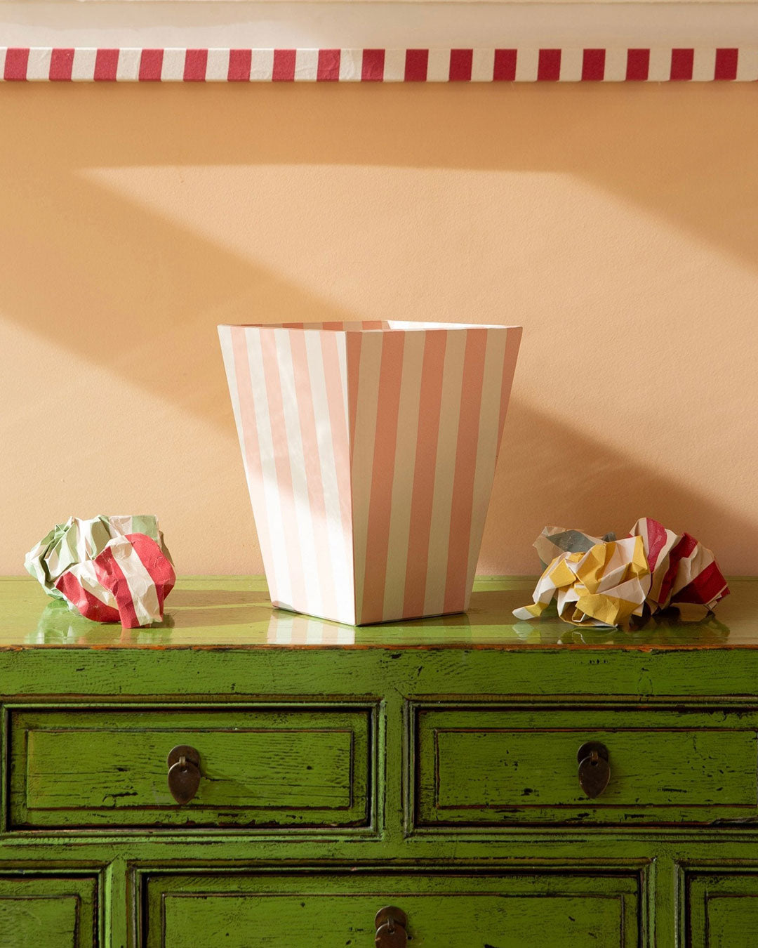 Tangier Rhubarb Stripe Waste Paper Bin