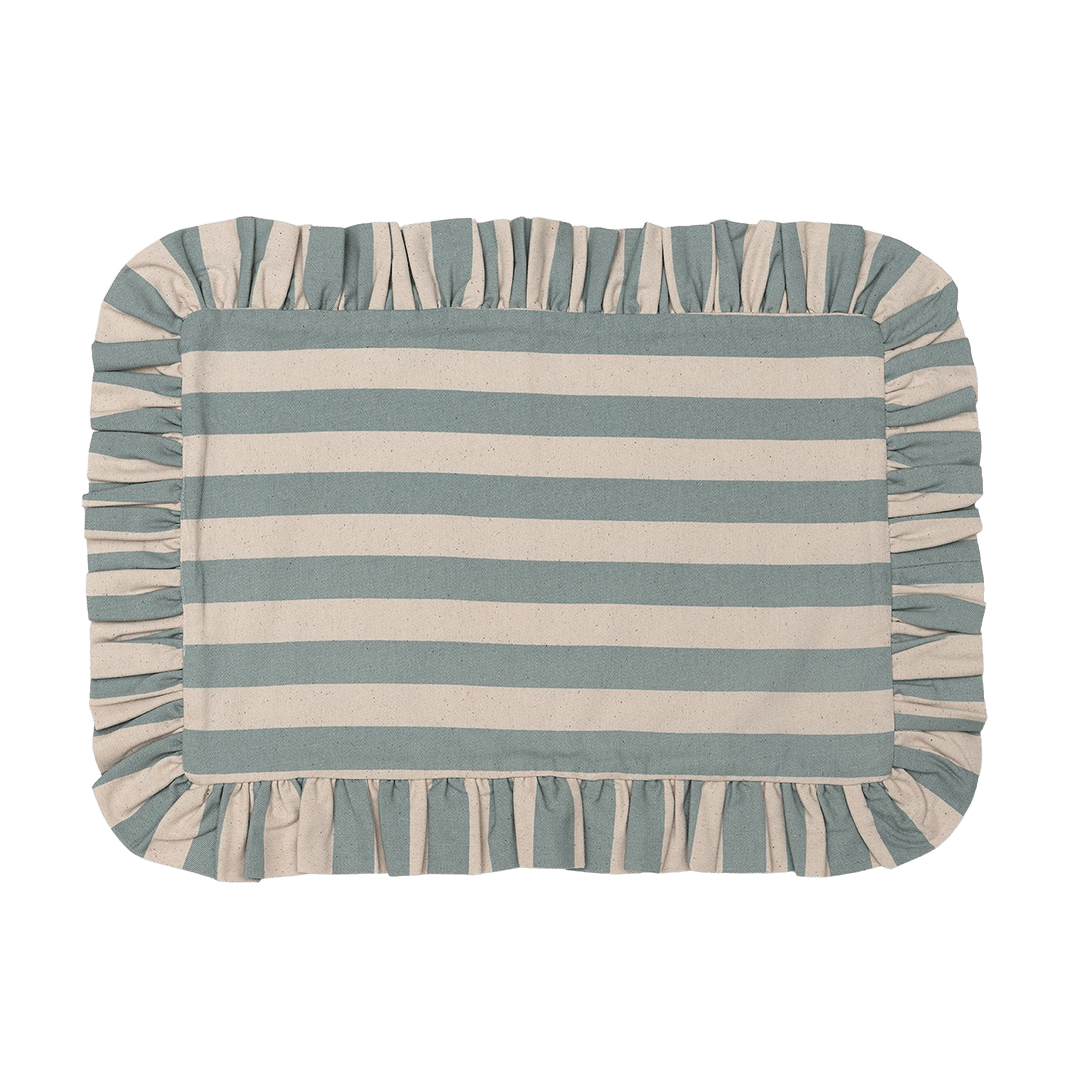 Tangier Iceberg Stripe Frilly Placemat - Set of Two