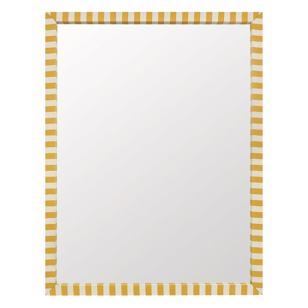 Mustard Striped Fabric Mirror