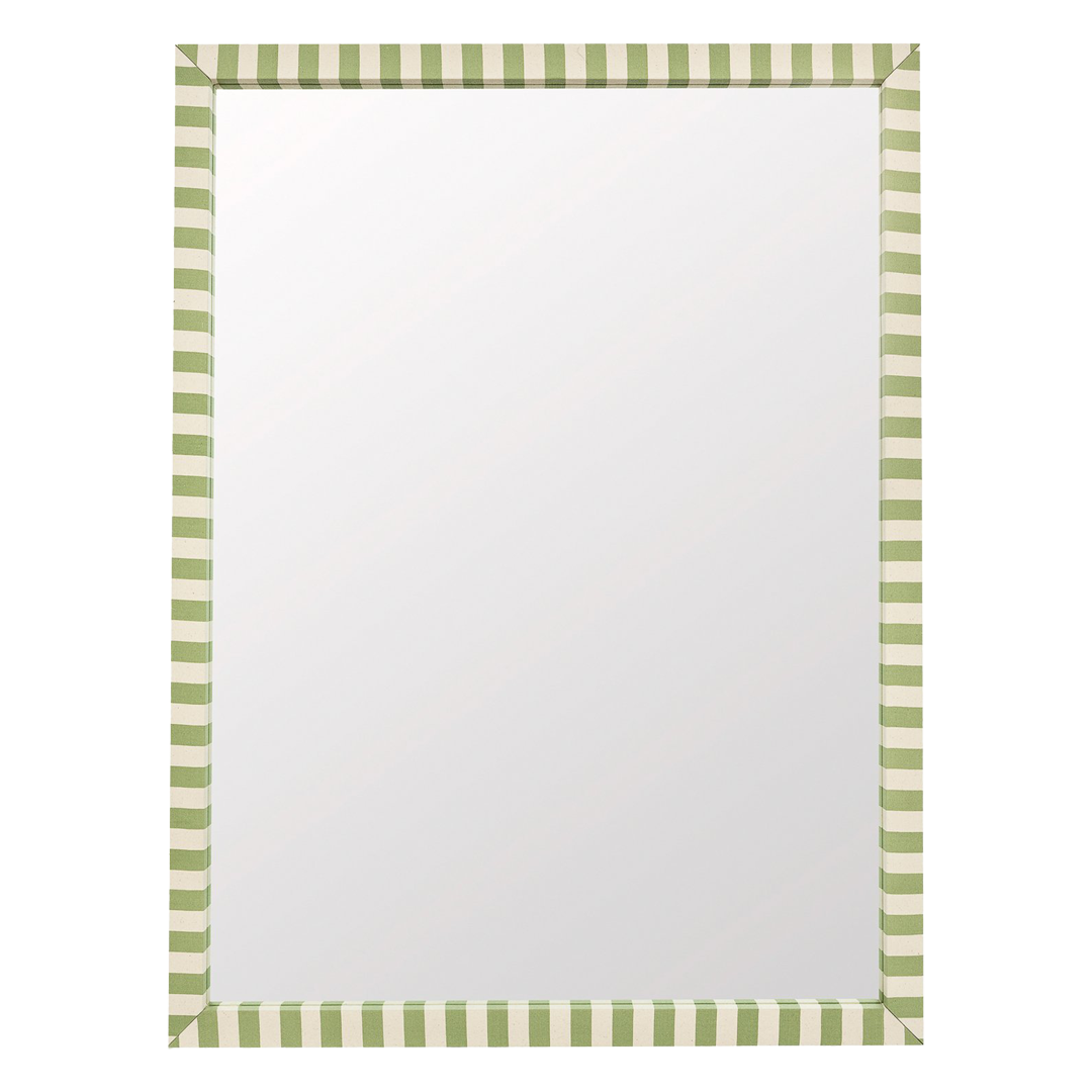 Olive Striped Fabric Mirror