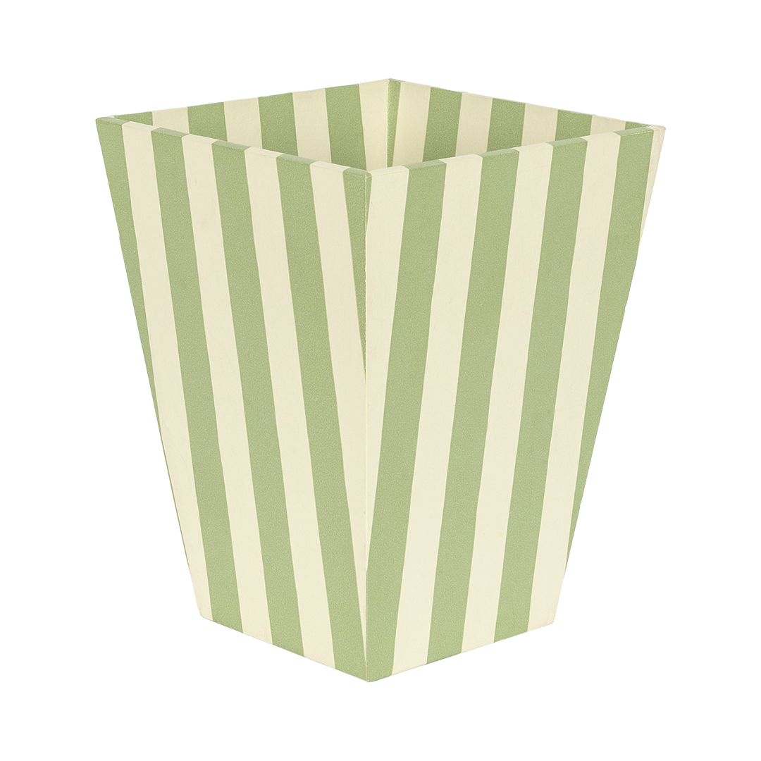 Tangier Olive Stripe Waste Paper Bin