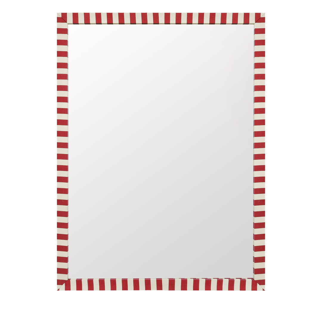 Red Striped Fabric Mirror