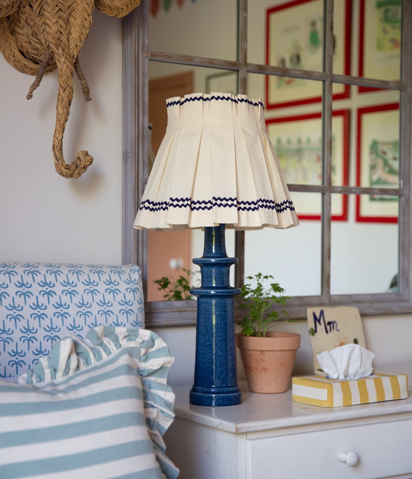 Triple Navy Ric Rac Lampshade - Alice Palmer & Co