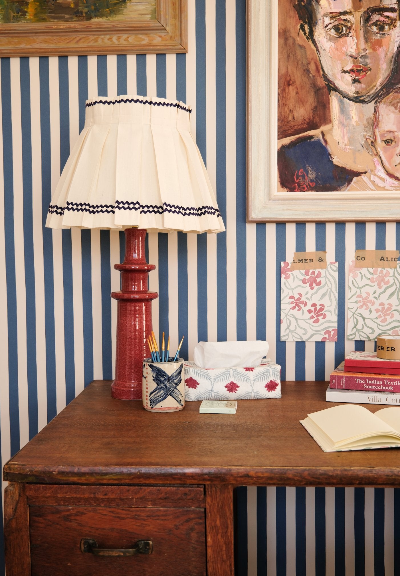 Triple Navy Ric Rac Lampshade - Alice Palmer & Co