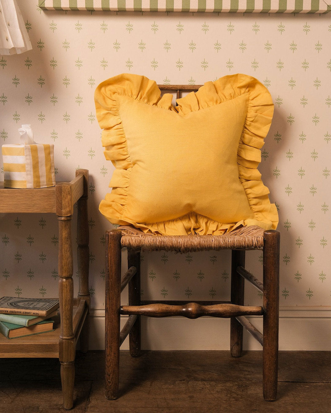 Turmeric Linen Frilly Cushion