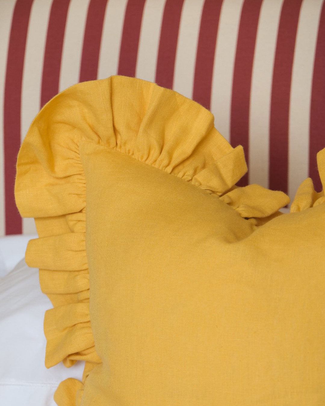 Turmeric Linen Frilly Cushion