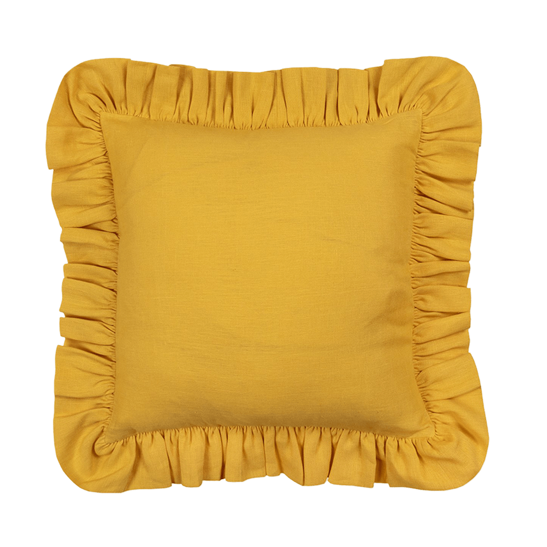 Turmeric Linen Frilly Cushion - Alice Palmer & Co