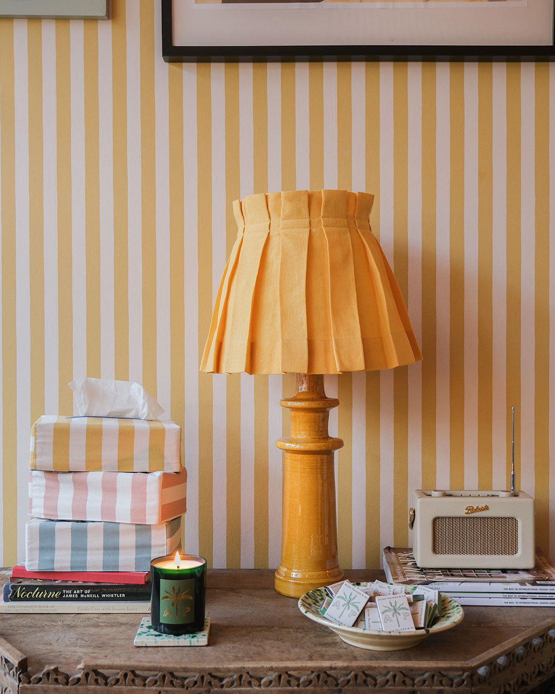 Turmeric Linen Structured Box Pleat Lampshade