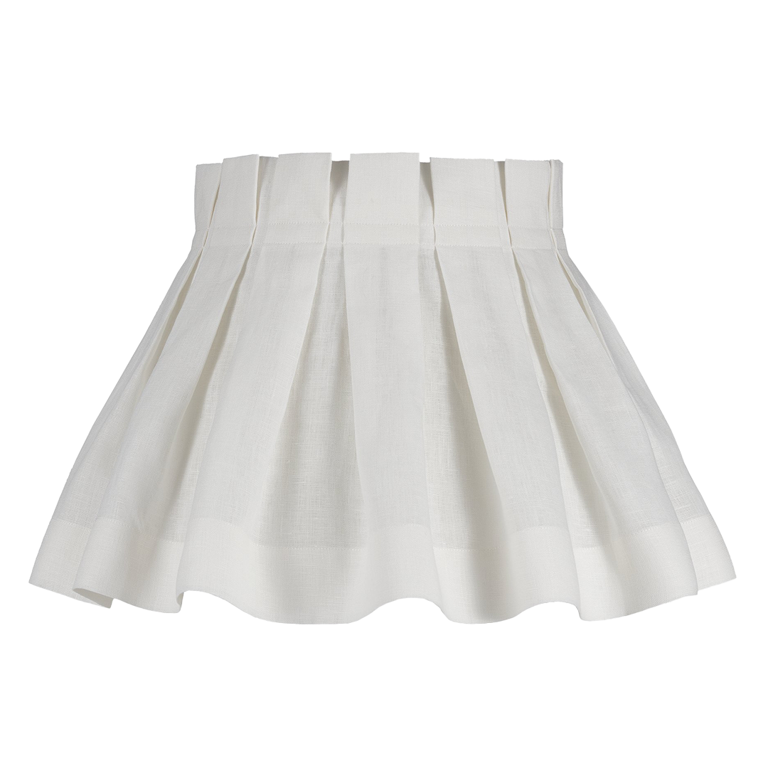 White Linen Loose Box Pleat Lampshade